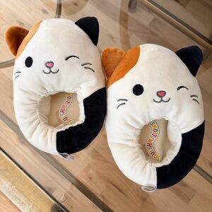 Squishmallows Cream and Black Plush Slippers